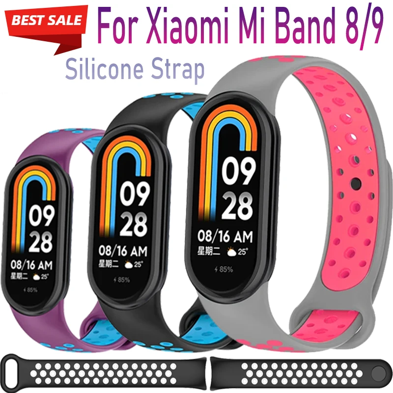 

Силиконовый ремешок для Xiaomi Mi Band 9, спортивный мягкий удобный дышащий браслет-браслет для Mi Band 8, аксессуары для ремня Correa
