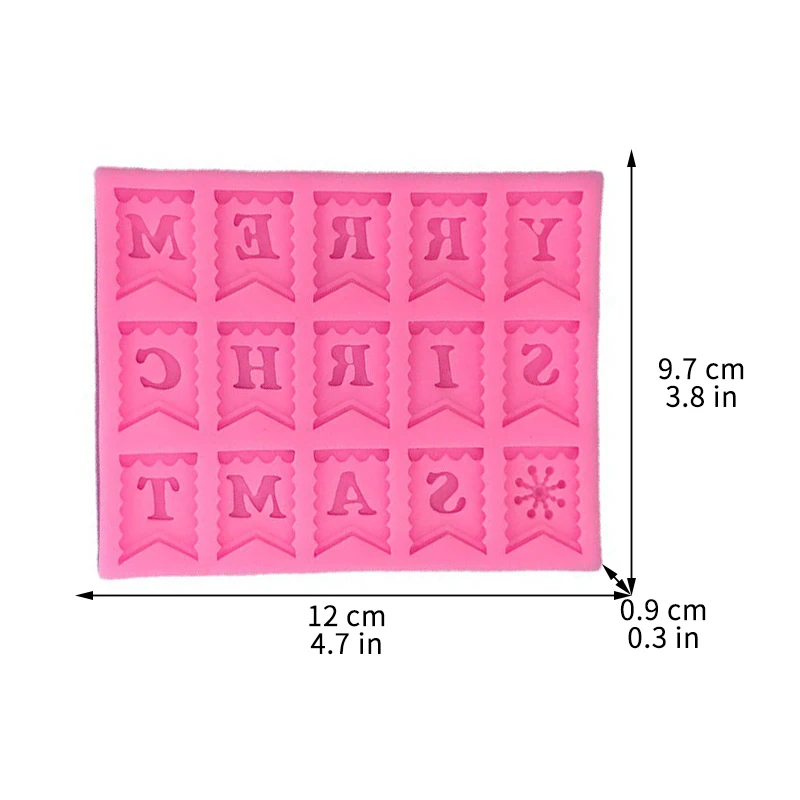 Christmas Series Flag Letters Liquid Silicone Mold DIY Cake Chocolate Dessert Pastry Decoration Kitchen Baking Accessories Tools