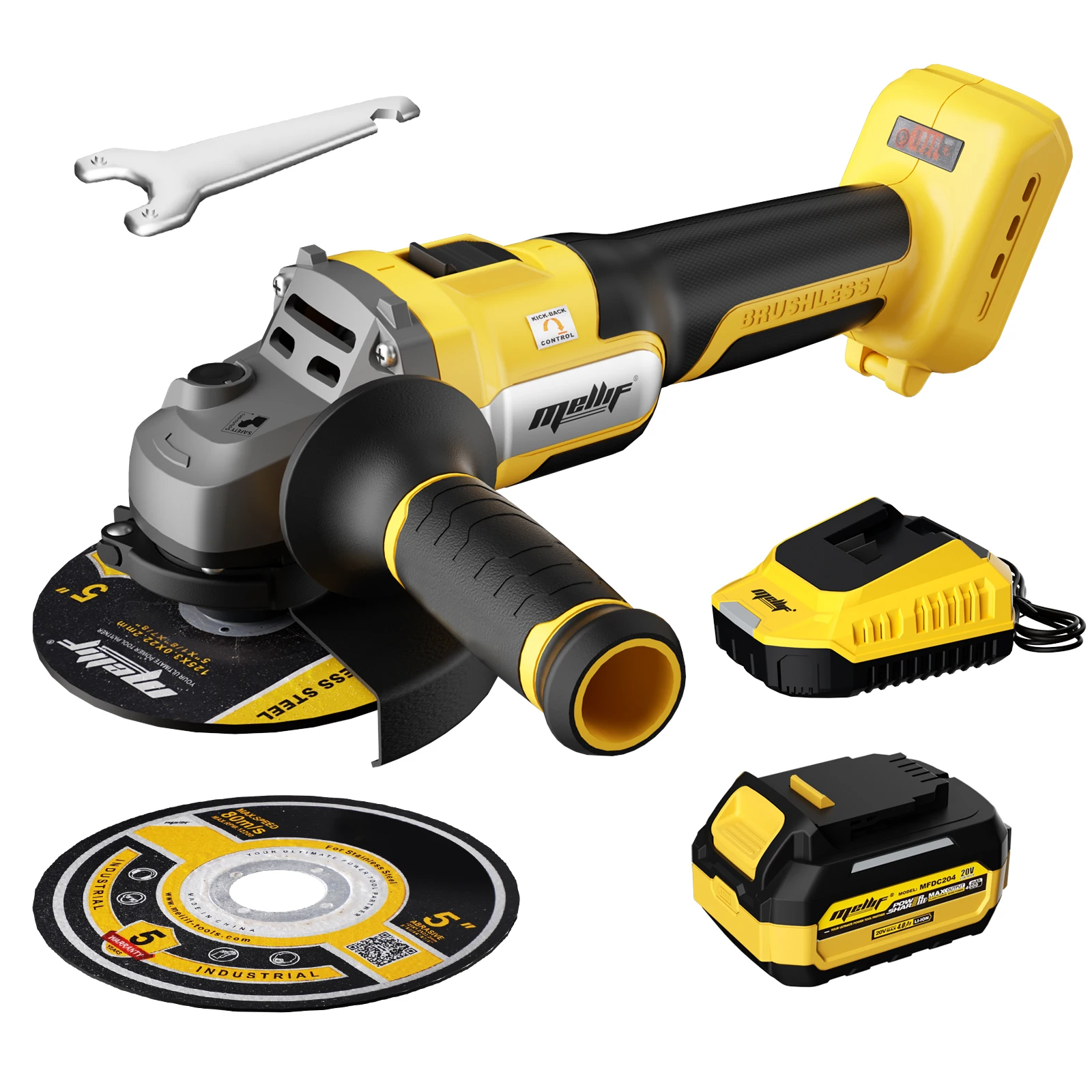 125mm 9600RPM Cordless Brushless Electric Angle Grinder Compatible with Dewalt 18V 20V MAX Battery DIY Woodworking Power Tool