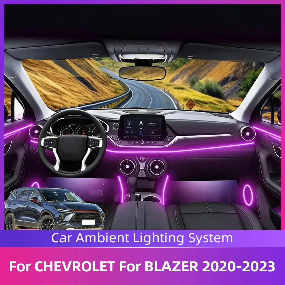 

Светодиодная лента для салона автомобиля, многоцветное украшение для атмосферы настроения автомобиля, акриловые фонари для CHEVROLET BLAZER 2020-2023 гг.