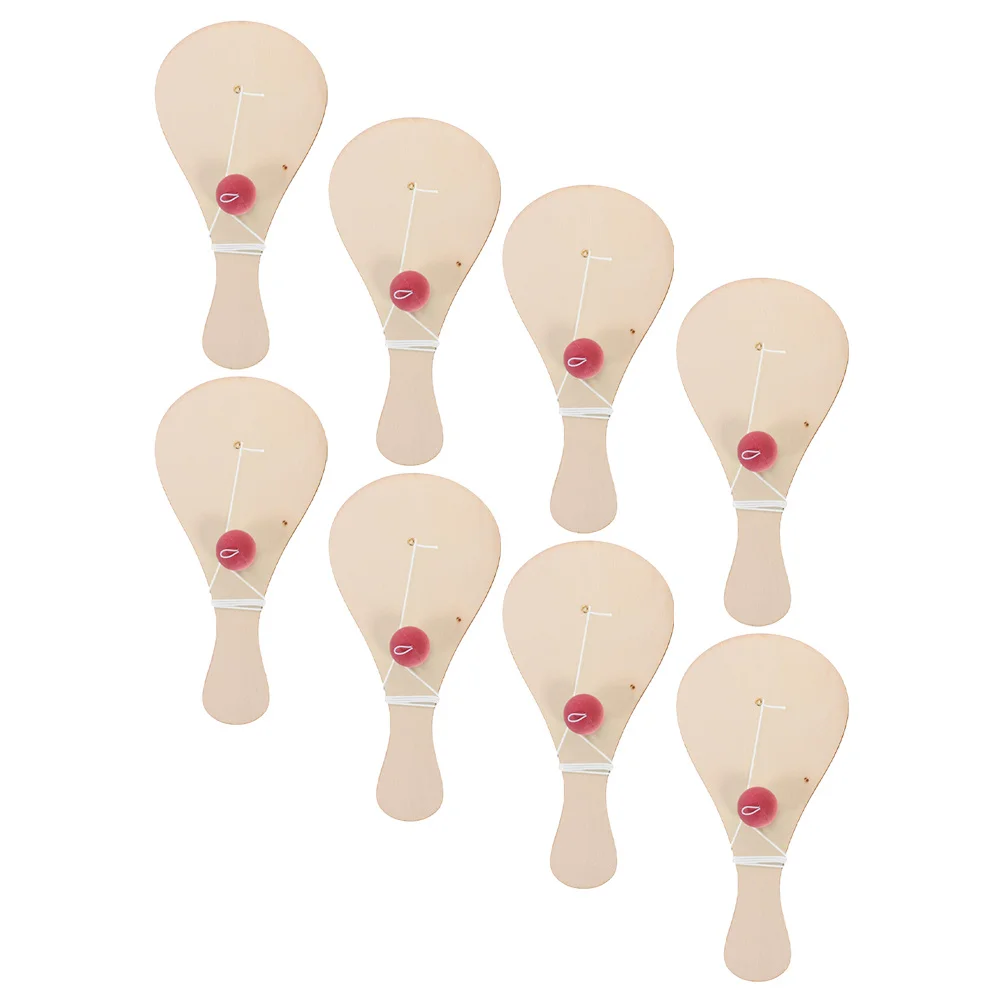

8Pcs Wooden Paddle Ball Unfinished Craft Set for Children's DIY Coloring Projects Ideal for Party Favors and Educational Play