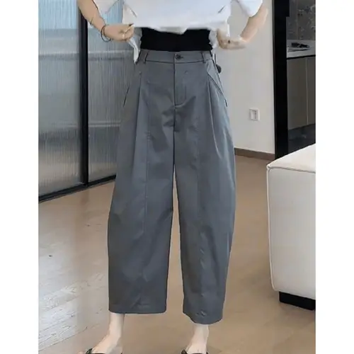 Imagen 2 del producto Pantalones elásticos de pierna ancha para mujer, ropa sencilla, holgada, cómoda, informal, combina con todo, verano, 2024