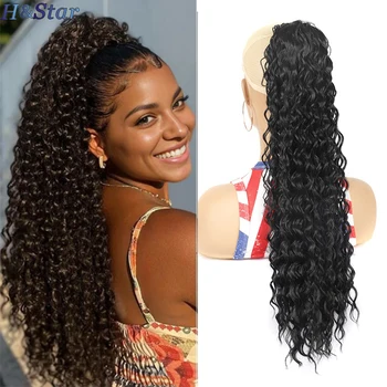 H&STAR 22 Polegadas Longo Sintético Kinky Curly Cordão Rabo de Cavalo Envoltório Rabo de Cavalo Clipe em Extensões de Cabelo para Mulheres