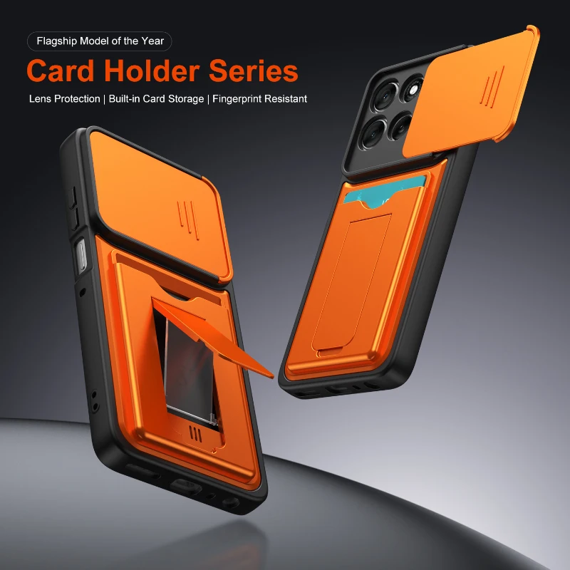 Solid Color Wallet Card Slot Bracket Phone Case For Motorola Moto G96 G86 G85 G67 G57 G56 Power Edge 70 60 Pro 50 Fusion Cover