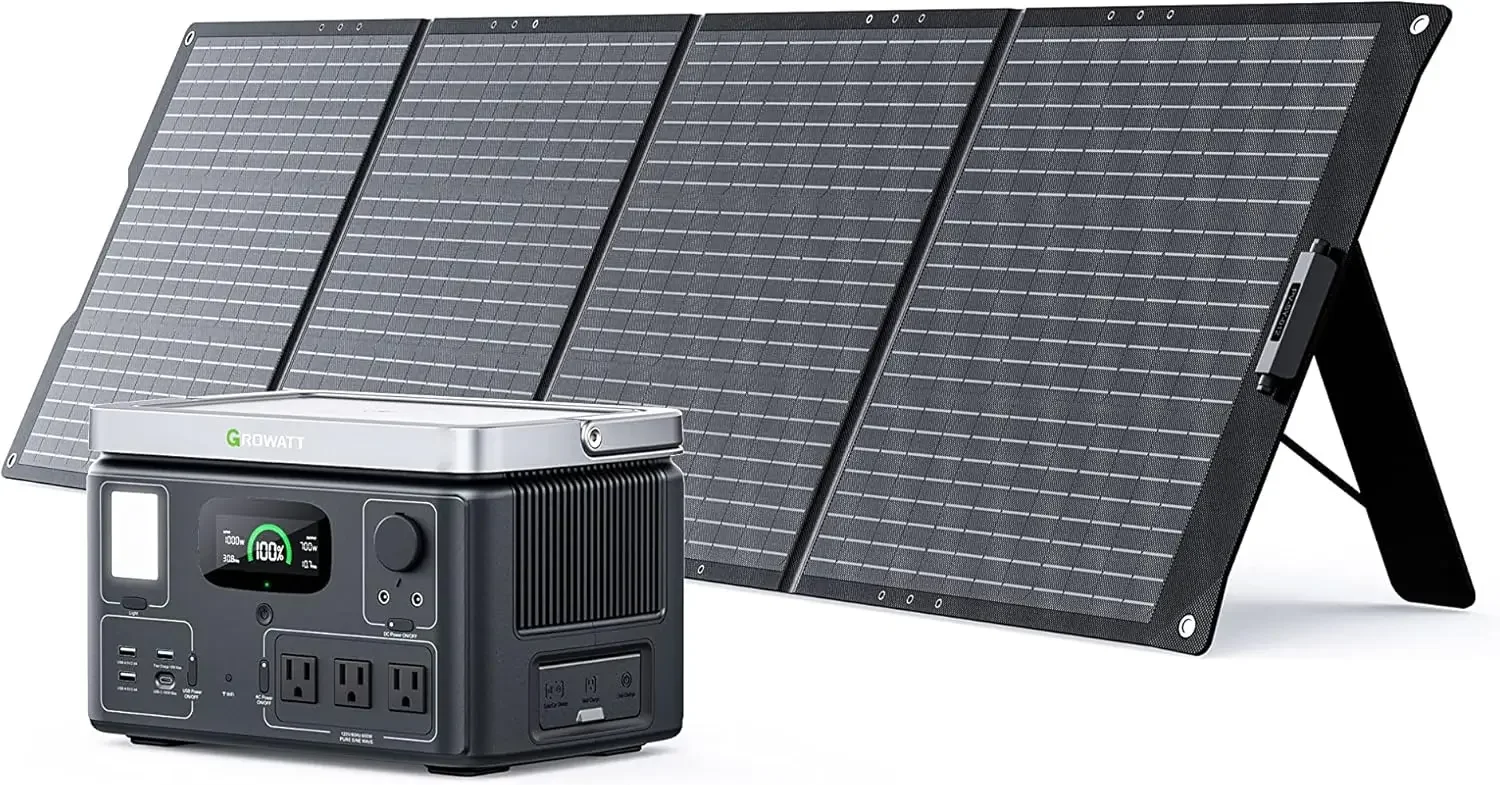 

GROWATT Solar Generator VITA 550 Portable Power Station with 200W Solar Panel, UP to 1050W Output, 538Wh LiFePO4 Battery,