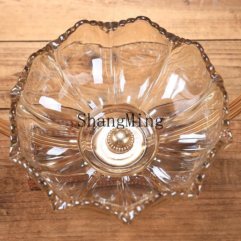 SM luxury wind glass dried fruit plate household living room coffee table storage snack decorative fruit plate ornament
