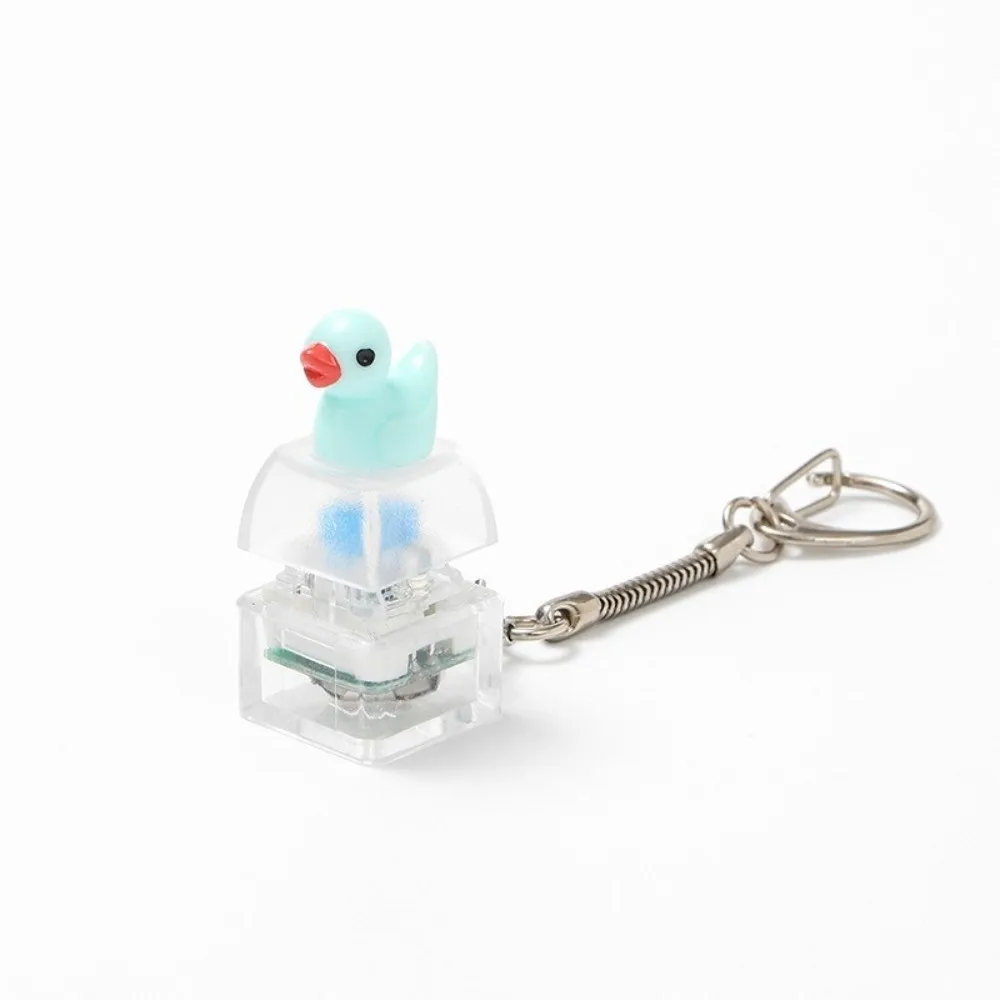 Press Light Clicker Fidget Keychain Clear Translucent Button Clicker Keyring Compact Cartoon Animals Clicking Duck Keychain
