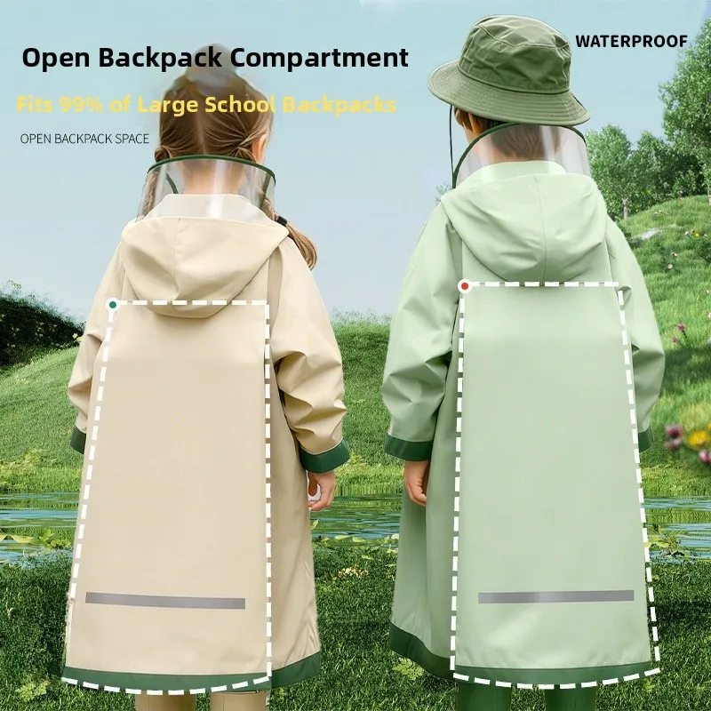 

Детский дождевик-комбинезон водонепроницаемый для походов, для мальчиков и девочек, удлиненный, с местом для школьной сумки, для малышей, для треккинга