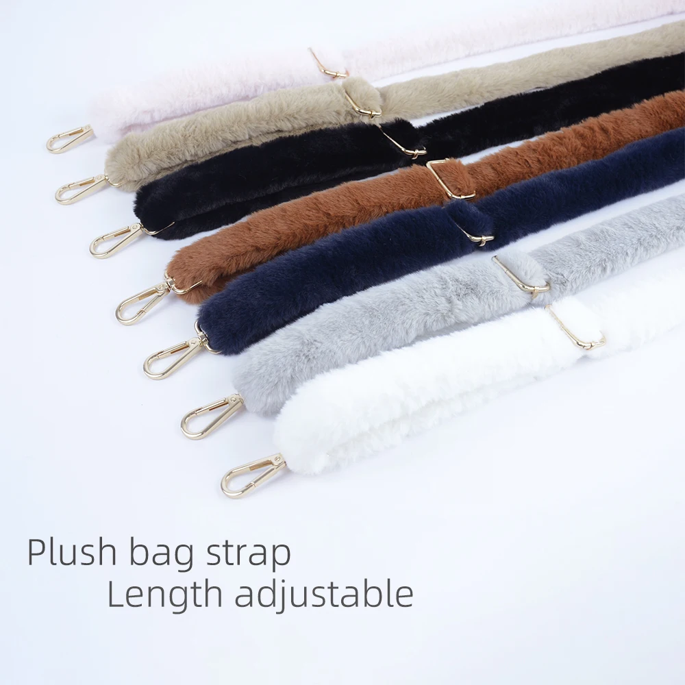 New Long Length Adjustable Plush Bag Strap Replacement Faux Rabbit Fur Belt Women Shoulder Crossbody Bags Straps Accessories