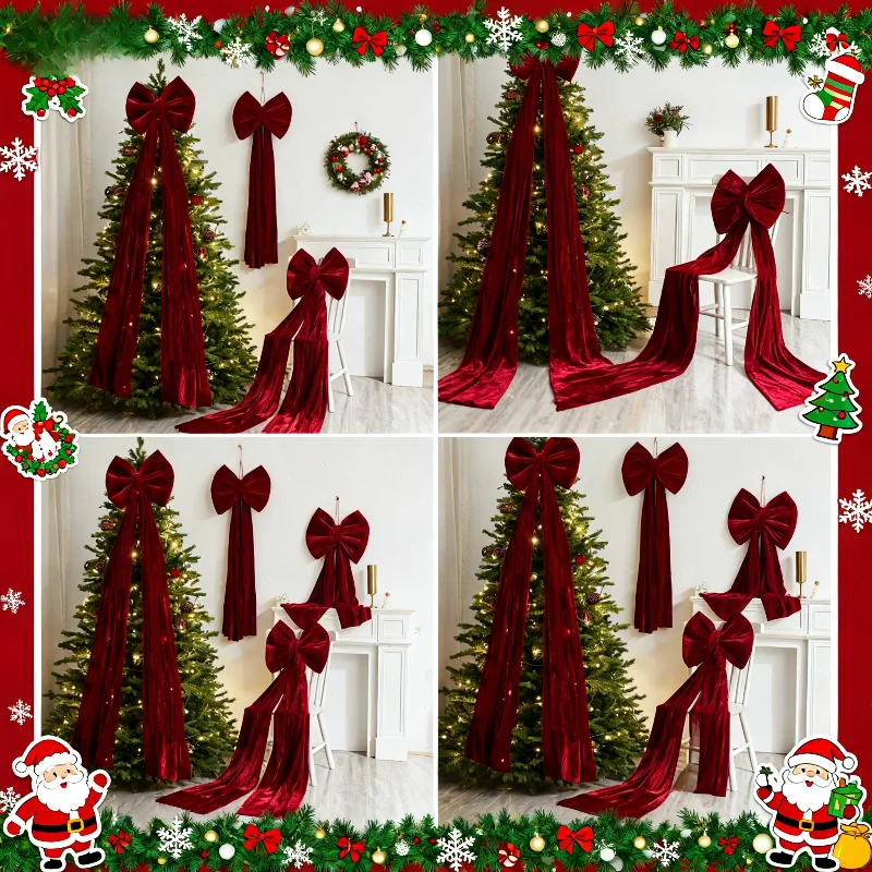 

1 шт., Рождественский бант, украшение для рождественской елки, атмосфера отеля, украшение для праздничной сцены, композиция из плюшевого материала