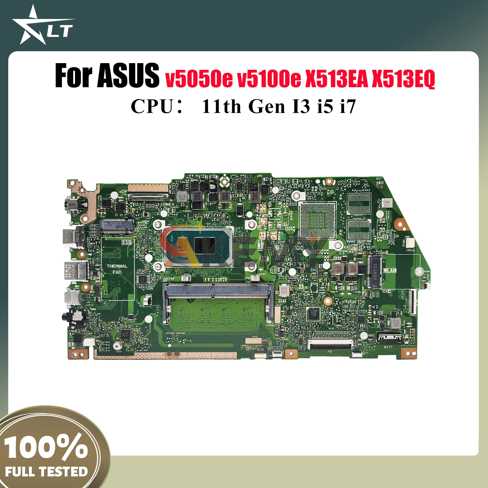 

X513EA Материнская плата для ноутбука ASUS VivoBook X513EP X513E v5100e X513EQ v5050e X513EA Материнская плата для ноутбука 11-го поколения I3 i5 i7