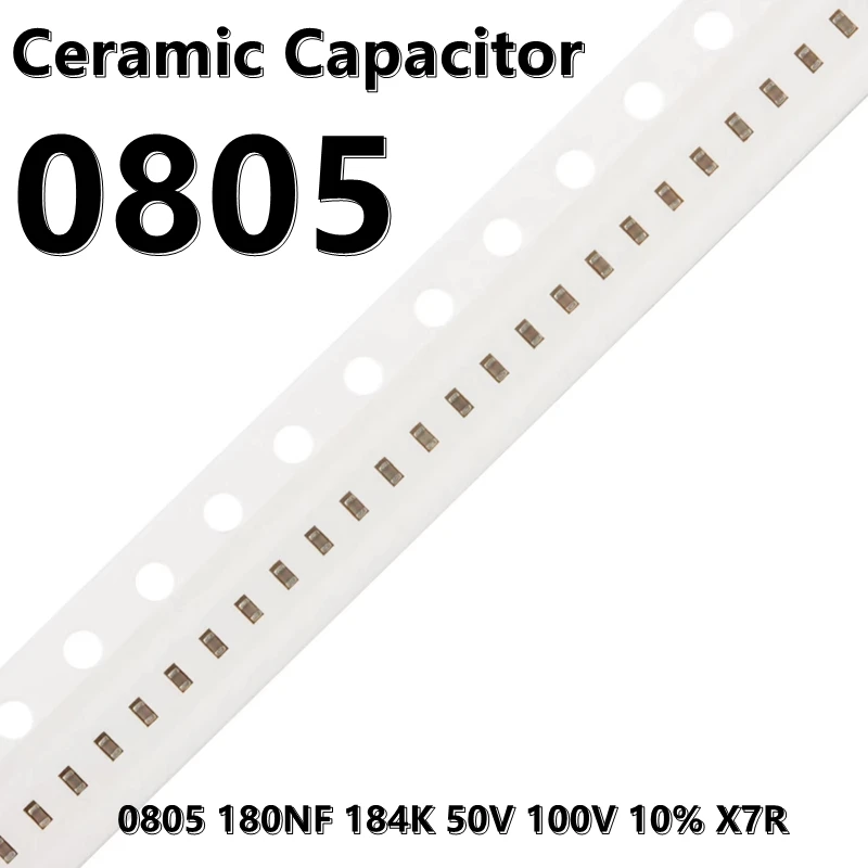 (50pcs) 0805 180NF 184K 50V 100V 10% X7R 2012 SMD Ceramic Capacitors