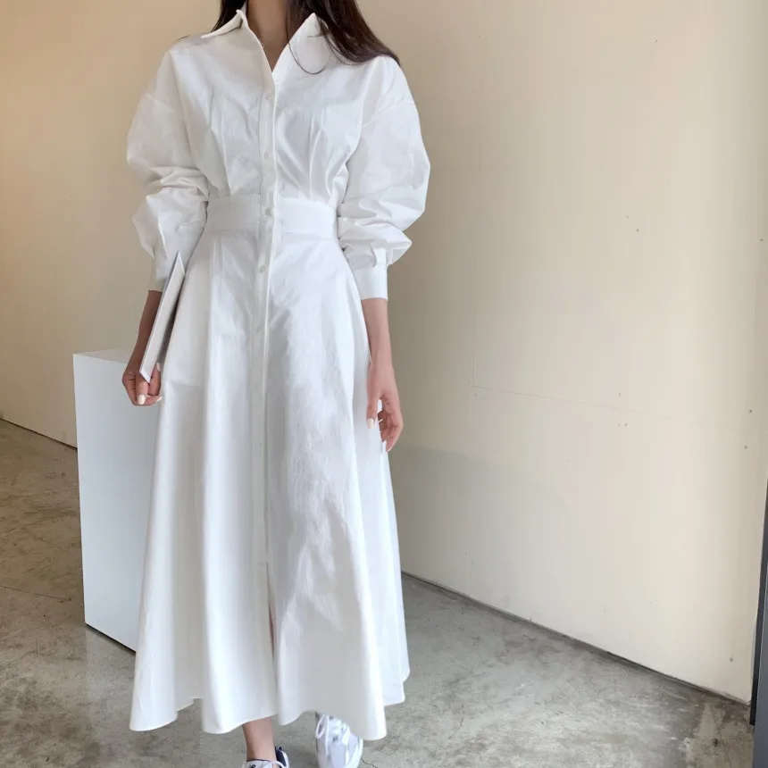 [EWQ] Korea chic beautiful shirt dress slim clothing