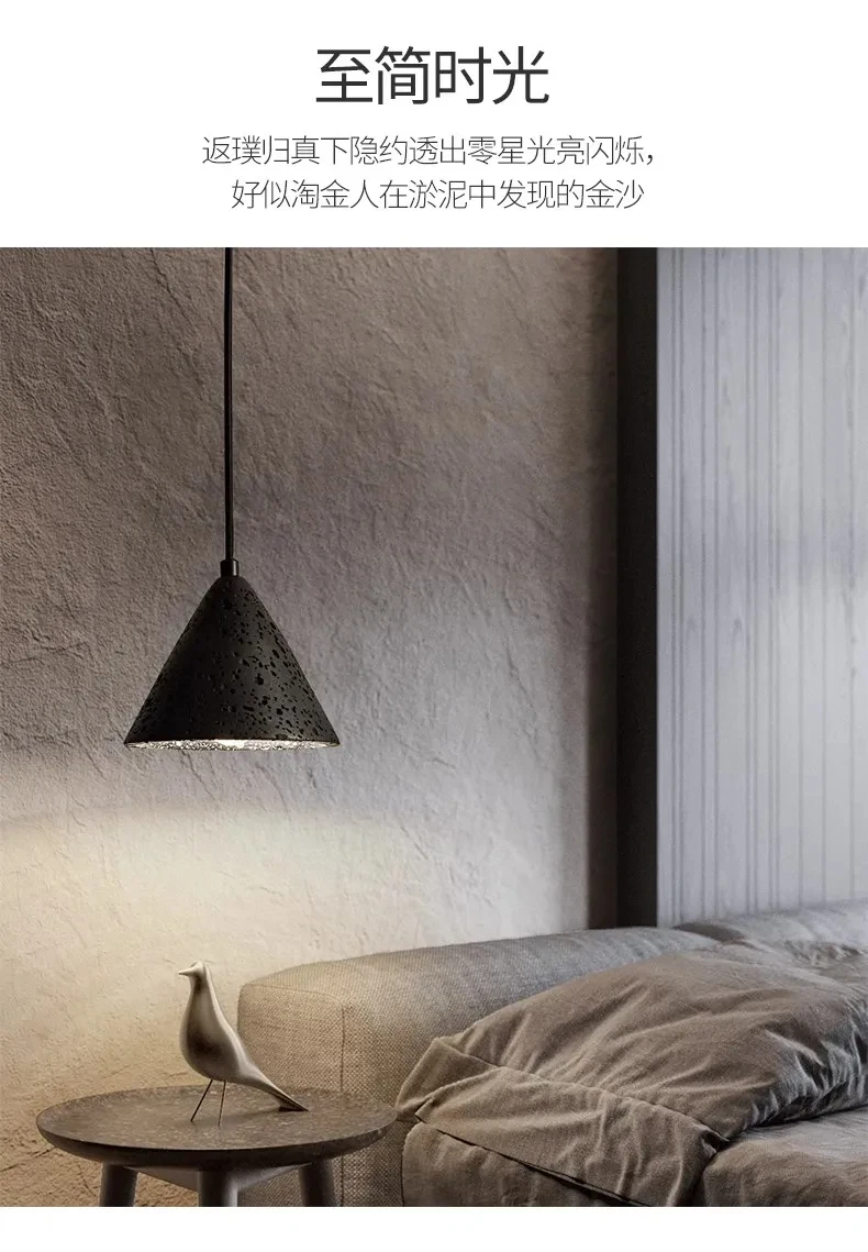 

Natural black hole stone decorative chandelier, modern minimalist style pendant light, for hotel, bar, coffee shop,study YX009UX