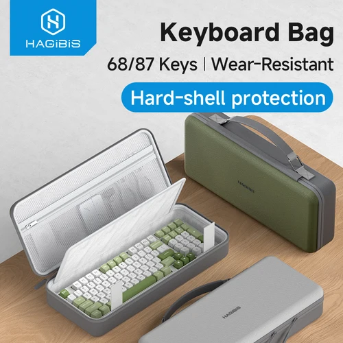 Hagibis-estuche de transporte portátil para teclado, bolsa de viaje EVA de 68/87 teclas, organizador electrónico, Estuche De Viaje, carcasa dura a prueba de golpes