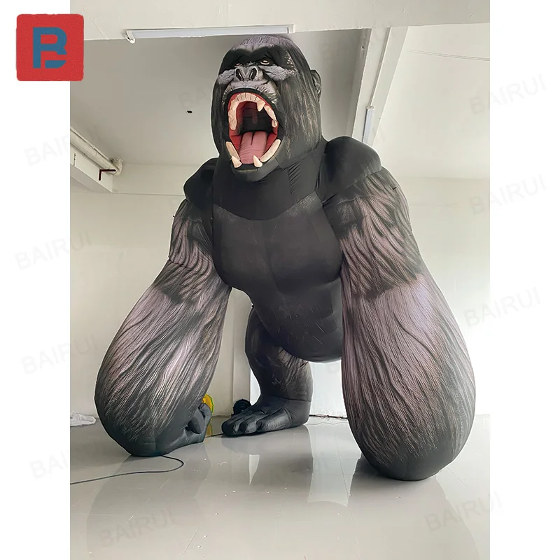 Aufblasbarer Gorilla, Tierluftmodell, mit Gebläse, großformatige Eventdekoration für den Außenbereich und Werbe-Requisiten