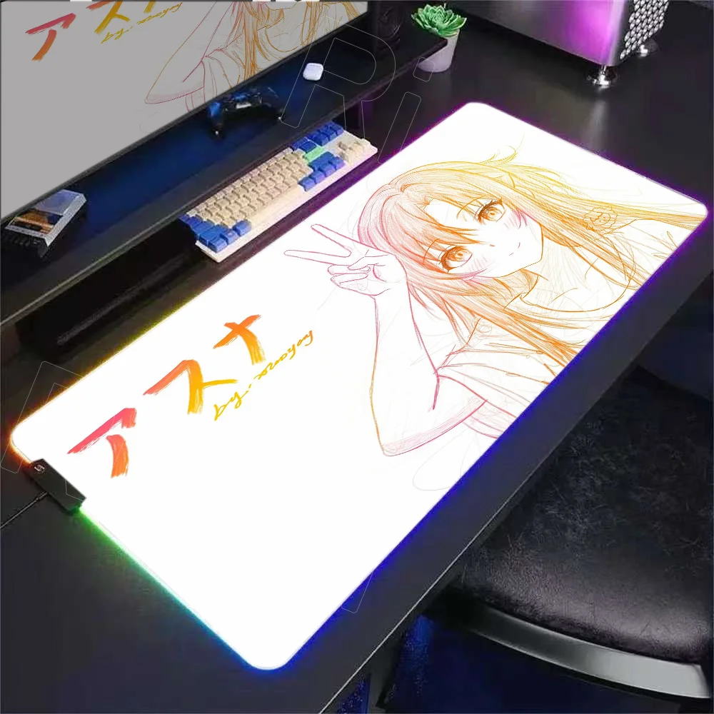 RGB أنيمي فتاة حصيرة مكتبية HD السيف الفن على الانترنت ساو ماوس الوسادة الكمبيوتر المحمول Asuna ماوس الوسادة عدم الانزلاق المطاط لعبة كبيرة ماوس الفئران الحصير #1