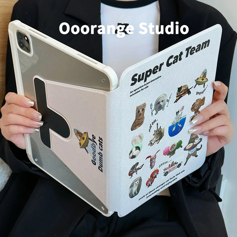Kitten Cat Collection Y2K 360° Rotation Cover For iPad Pro 13 11th M5 M4 12.9 A16 10 8 7 9th 10th Air 11 M2 M3 Mini Tablet Case