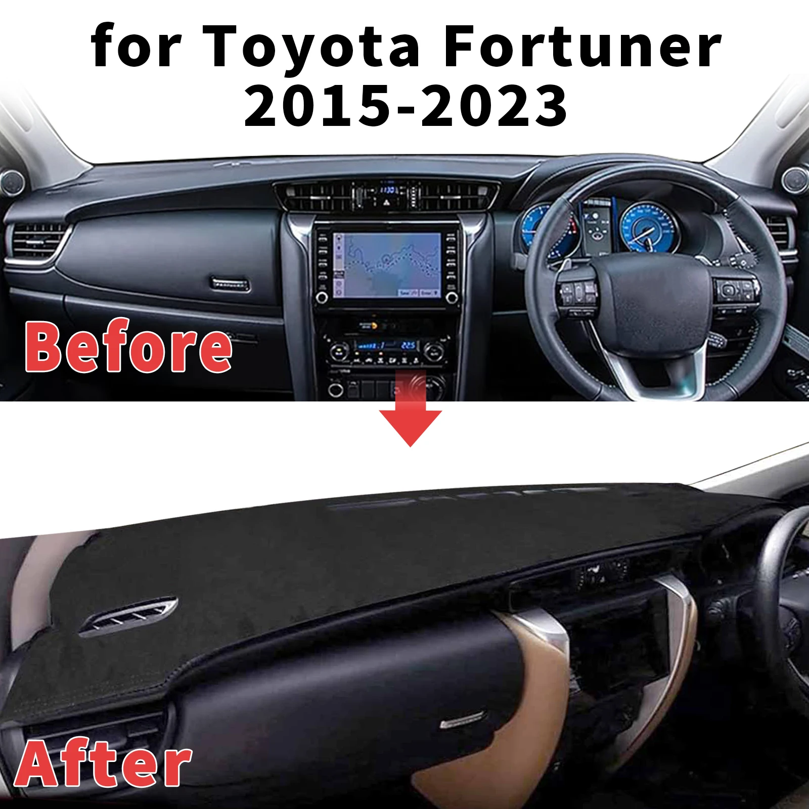 for Toyota Fortuner 2015-2023 Dashboard Cover Sun Shade Protector Dashmat Anti-Glare UV Block Carpet Mat Automotive Dash Mat