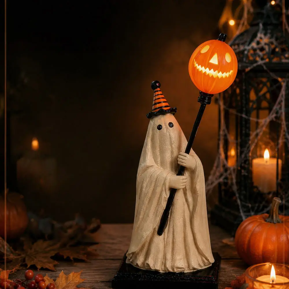 Creative Halloween Resin Pumpkin Ghost Decoration Prop Festive Atmosphere For Shop Bar Home Entry Party Tabletop Supplies