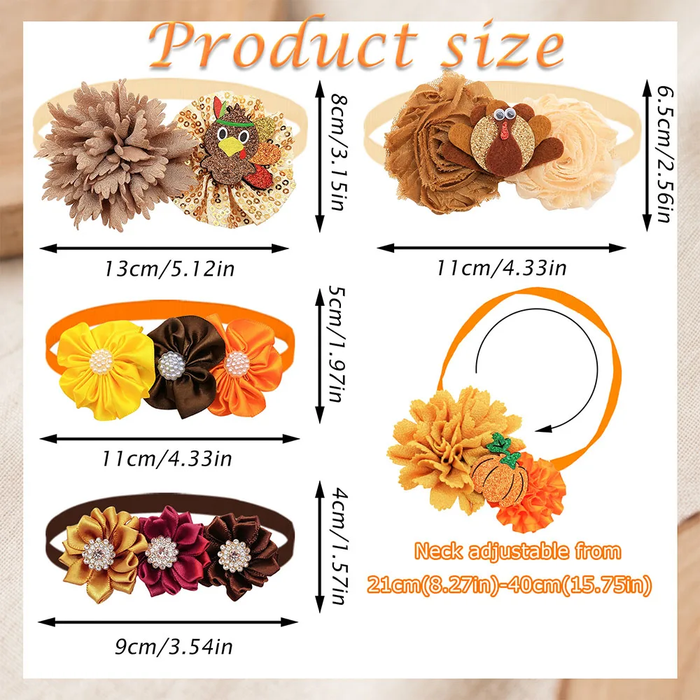 30/50PCS Autumn Dog Bowties Adjustable Thanksgiving Day Dog Bow Ties Pet Collars For Dogs and Cats Pet Grooming Accessories Bulk