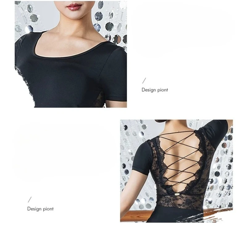 Einteiliges Top für Erwachsene zum lateinamerikanischen Tanz, rückenfreie Übungskleidung für Damen, Rumba, Samba, Tango, Salsa, Tanzkleid, Performance-Kostüm – Detail 5