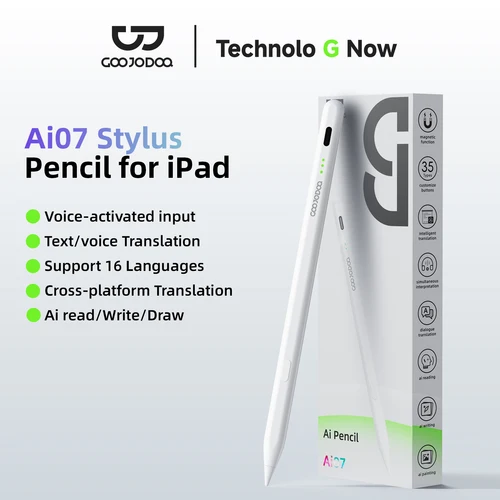 GOOJODOQ Ai07 lápiz óptico para Apple Pencil Ai lectura/escritura/dibujar rechazo de Palma sensible a la inclinación USB-C carga rápida para ipad 2018-2025