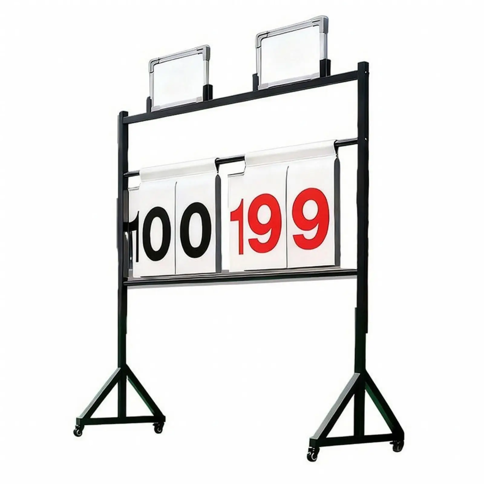 Mobile Scoreboard Stand with Caster Wheels and Large Flip Panels for Basketball Volleyball Court Side Use