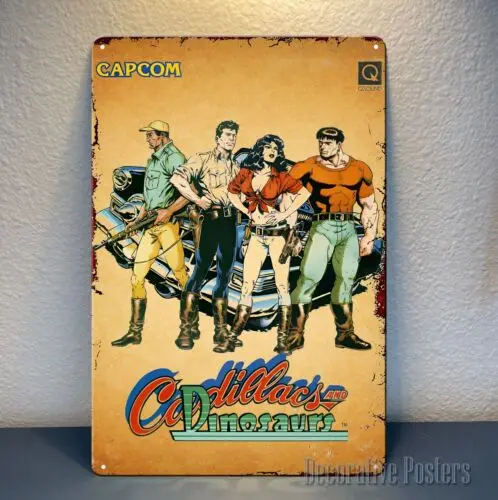 Cadillacs and dinosaurs Video Game Metal Poster Tin Sign (Size:)