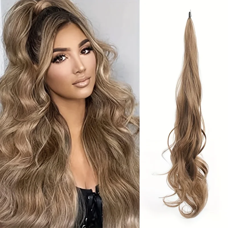 31 inch long curly ponytail female synthetic high-quality magic wand ponytail wig suitable for daily gatherings