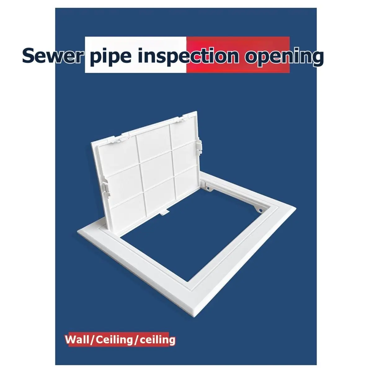 Plaque de couvercle d'inspection en PVC pour tuyau d'évacuation avec ruban adhésif double face, adaptée aux ouvertures de 350 mm x 350 mm