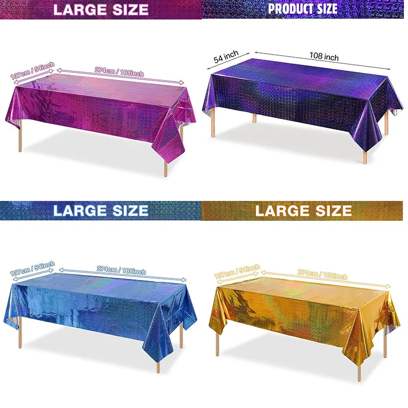 

Laser Rainbow Theme Party Table Cloth Aluminum Film Birthday Wedding Arrange Delicacy Disposable Table Cloth Decoration Supplies