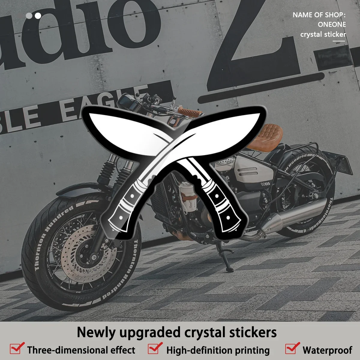 1Pc Crossed Gurkha Kukri Pattern Waterproof Vinyl Sticker For Car Exterior Daily Decor