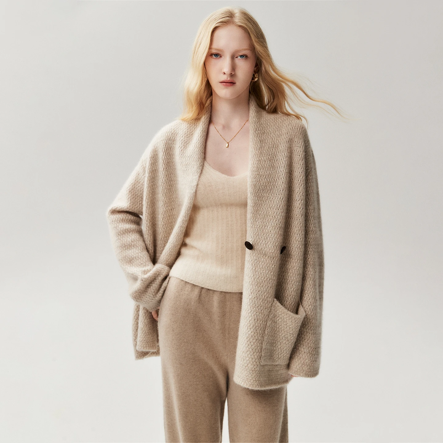 CHICUU Women 100% Cashmere Sweater Thick Loose Cardigan Coat High Quality Cashmere Knitwear Autumn Winter V-neck Casual Clothes