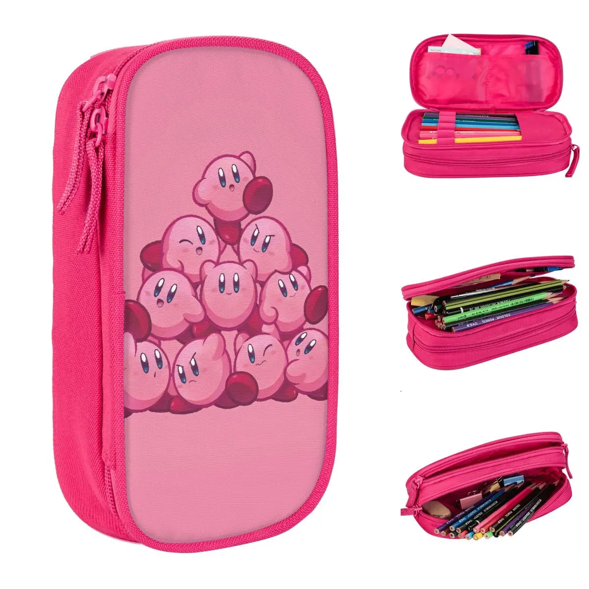 

Fun Kirbys Pencil Case Video Game Pencilcases Pen Box for Girls Boys Big Capacity Bag School Supplies Gifts Accessories