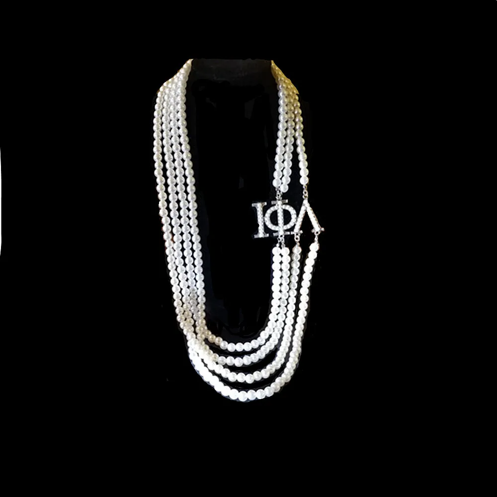 New Arrival Handmade Layers Pearls Choker Statement Women Sorority Sign Greek Letter ΙΦΛ Group Iota Phi Lambda Pearl Necklaces