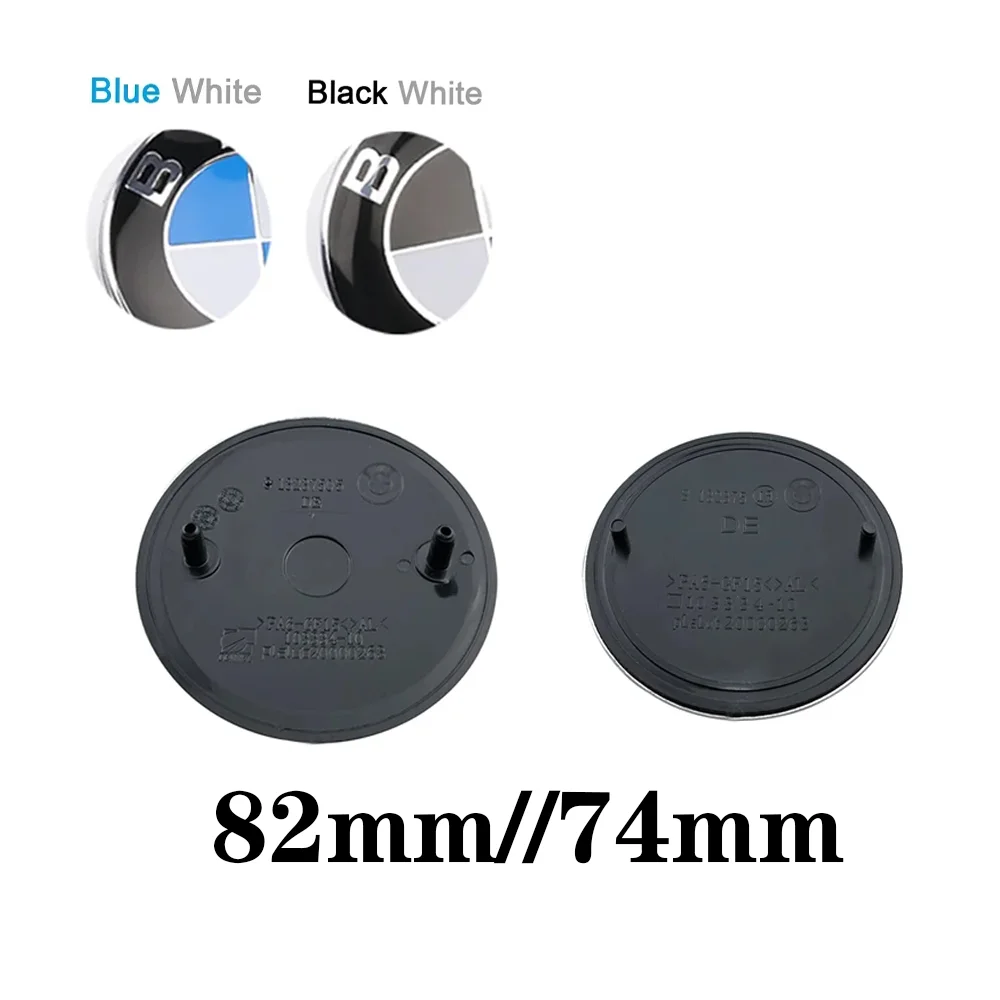 2pcs 74mm 82mm Car Front Hood Rear Trunk Emblem Badge Cover 2 Pins fit for E46 E39 E38 e90 E60 Z3 Z4 X3 X5 X6