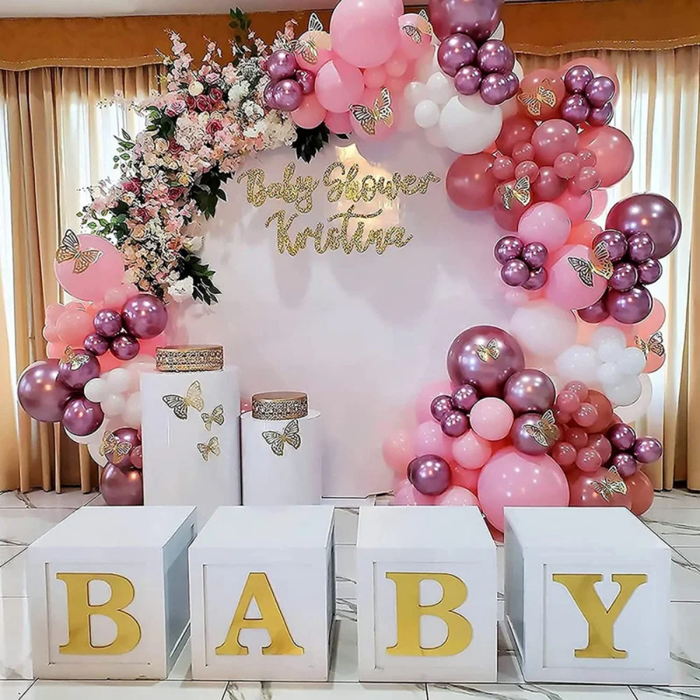 4-teiliges Alphabet BABY Ballonbox-Set, Geschenkbox zum 1. Geburtstag, Dekorationsbox für Jungen und Mädchen, Geburtstagsparty-Deko, Babyparty-Requisiten – Detail 7
