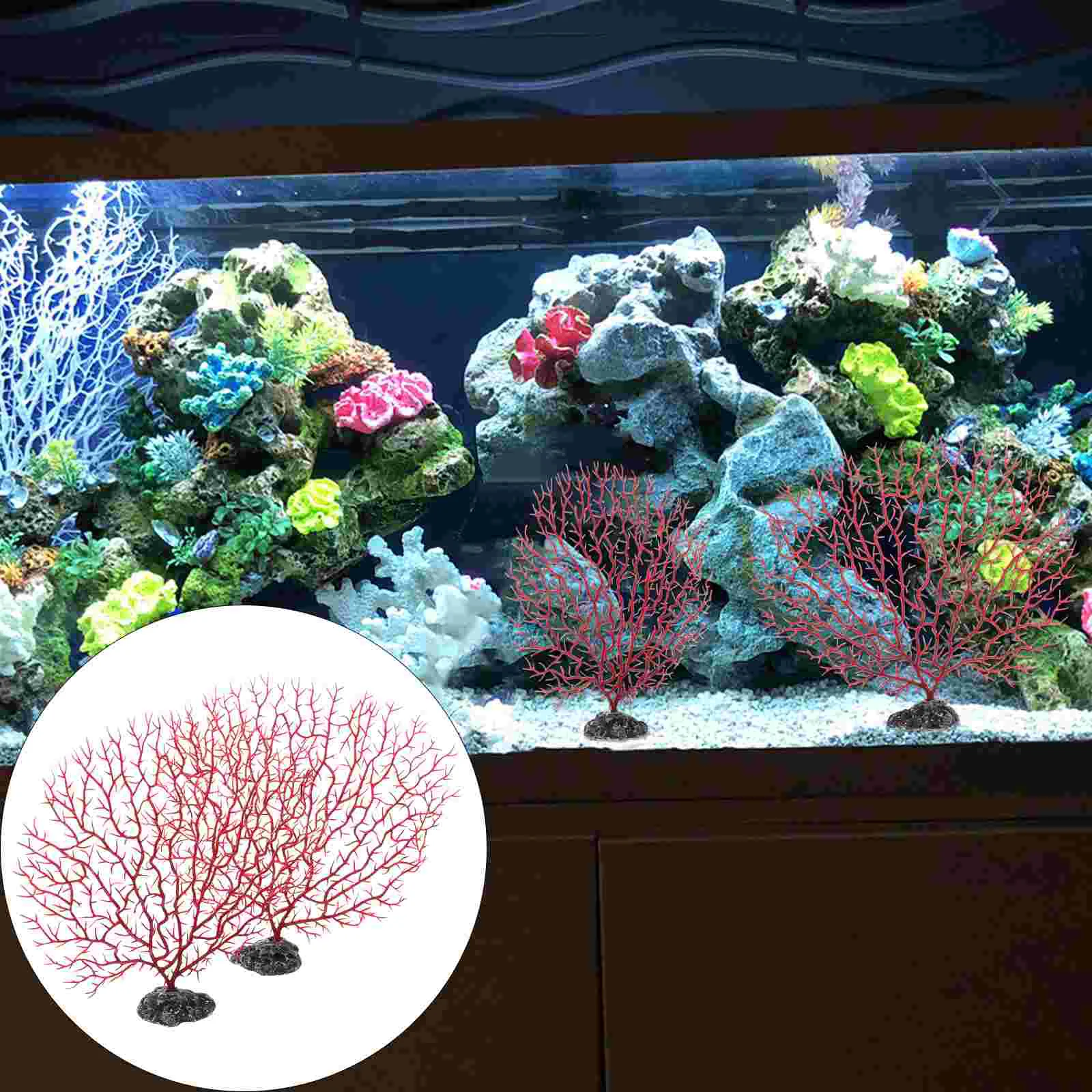 2 Pcs Iron Tree Fish Tank Landscaping Artificial Plant Plants Ornament Seaweed