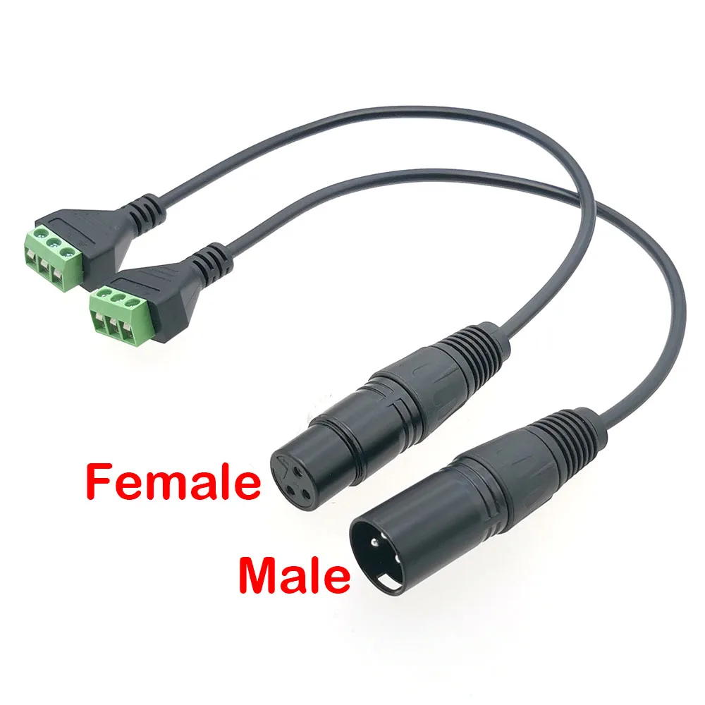 1pc XLR 3Pin Male Female Plug To 3 Pin Solder Free Terminal Adapter XLR Audio Plug Cable Connector For Microphone Mixer Speakers