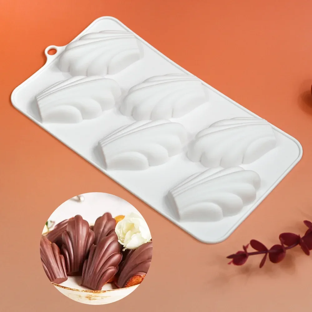 Silicone Shell Cake Mold, 6 Hole Madeleine Design, Chocolate Mousse Mould, French Dessert, Cake Decorating Tools, Bakeware