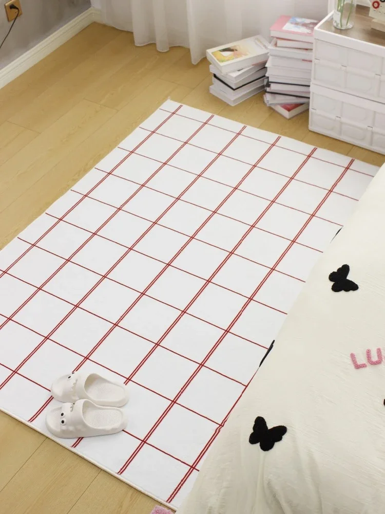 Modern Minimalist Living Room Decoration Carpets Plaid Bedroom Bedside Carpet Checkerboard Study Rug Soft Plush Balcony Rugs 양탄자