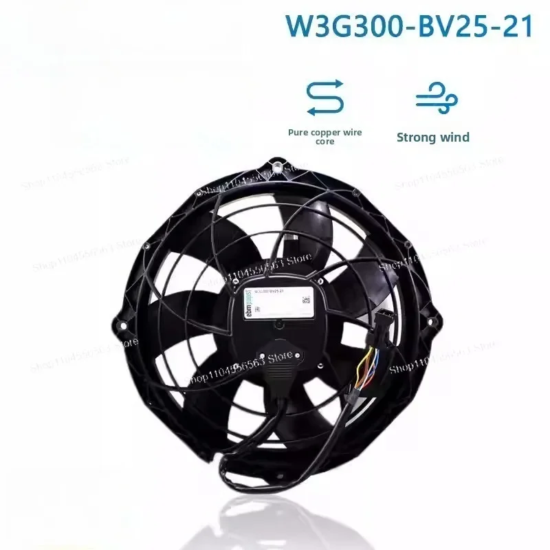 W3G300-BV25-21 Axial Cooling Fan - Water Tank Condenser Fan for Mobile Air Compressor, 26V 380W 3940RPM Heavy-Duty Cooling Fan
