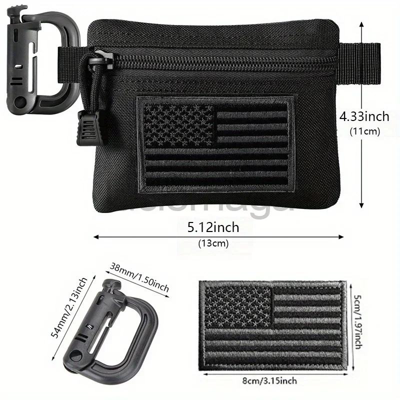 2 Pack Tactical Molle Pouches with D buckle Hunting Organizer Storage Bag Coin Keychain Pocket Card Holder EDC Waist Pack