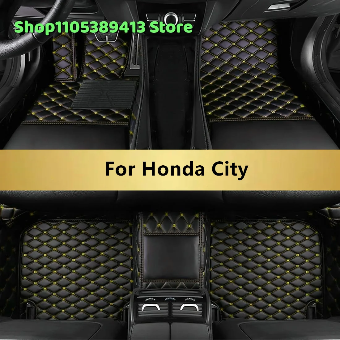 Kunstleder-Fußmatten nach Maß für Honda City 2019 2018 2017 2016 2015 2014 2013 Autozubehör Matten Teppiche Auto