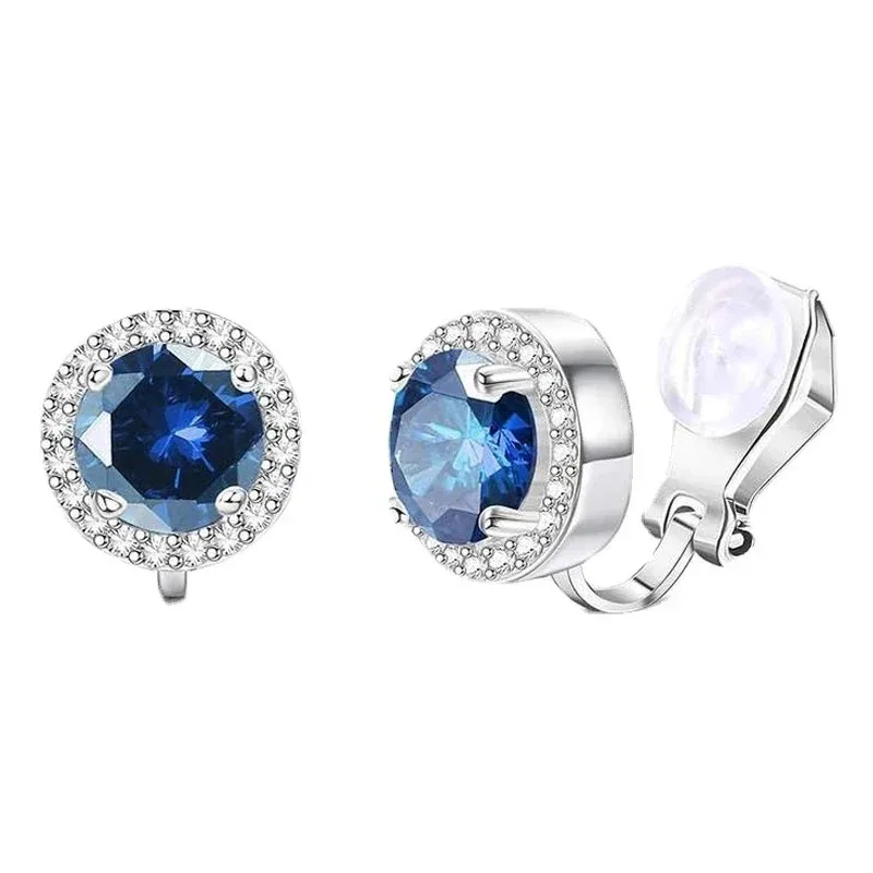 1Pair Candy Color Colorful Geometry Zircon Pearl Earrings European Style Earclip Earnail Women Ear Clip Fake Piercing Earring