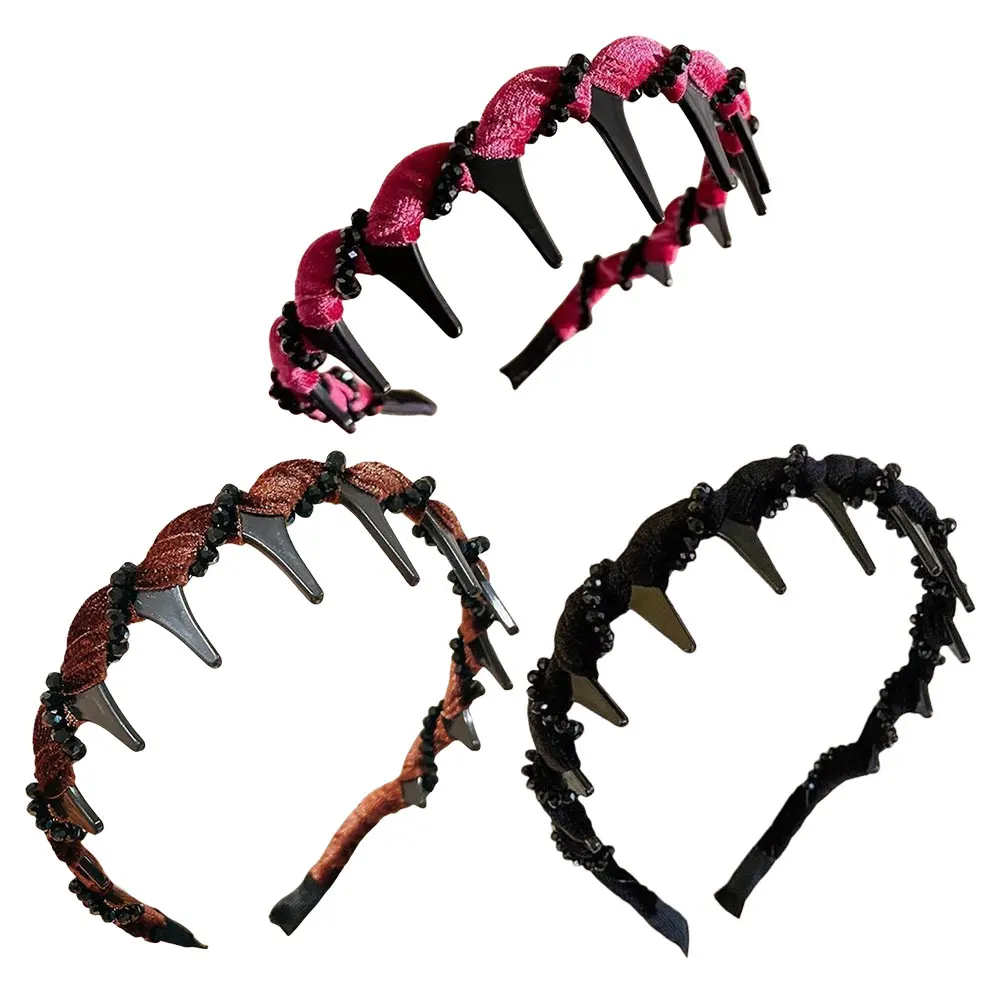 

3Pcs Elegant Headband with Teeth Vintage Hairband Fashion Non-slip Hairband for Women Hair Accessories