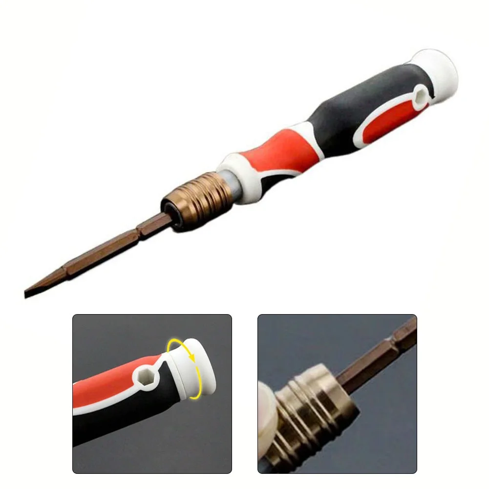 Dual Purpose Screwdriver Anti-skid Handle Easy To Use Magnetic PP + PRT 1 Pcs 2 In 1 Adjustable Office Brand New