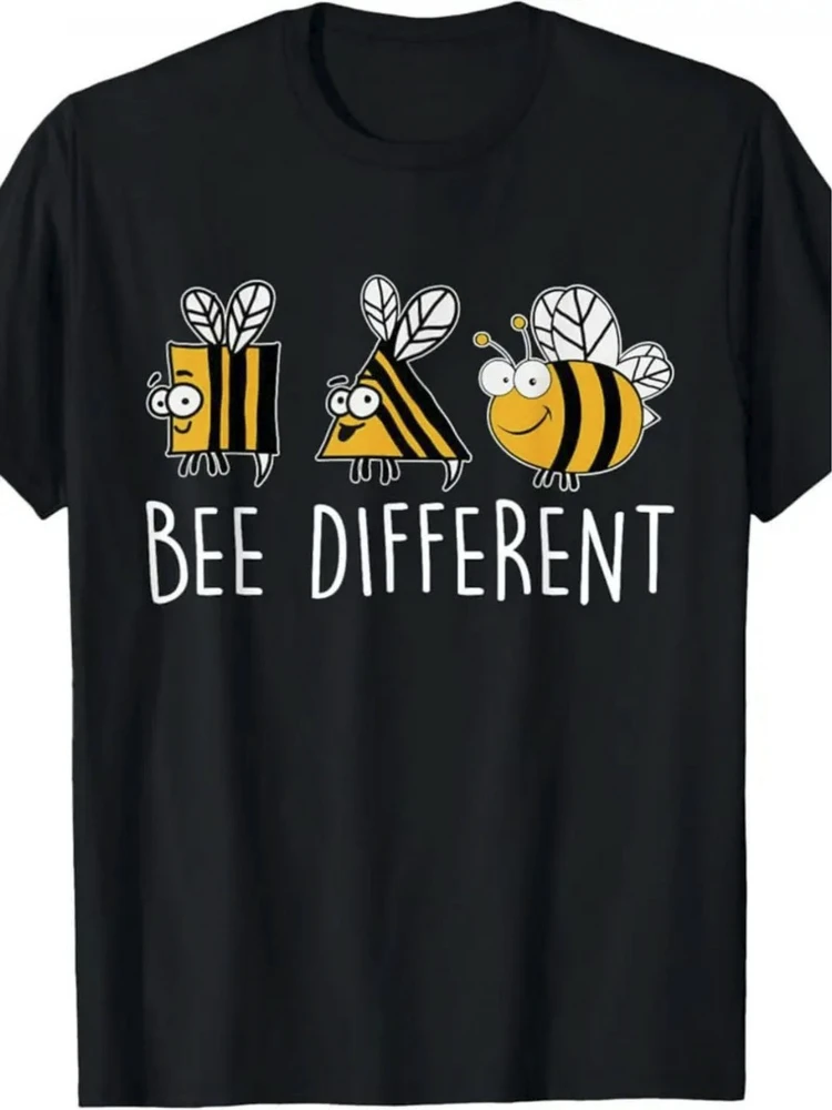 

Bee Different Retro Style with Colorful Bee Illustration design-100% cotton O-neck short sleeve casual printed men's T-shirt.