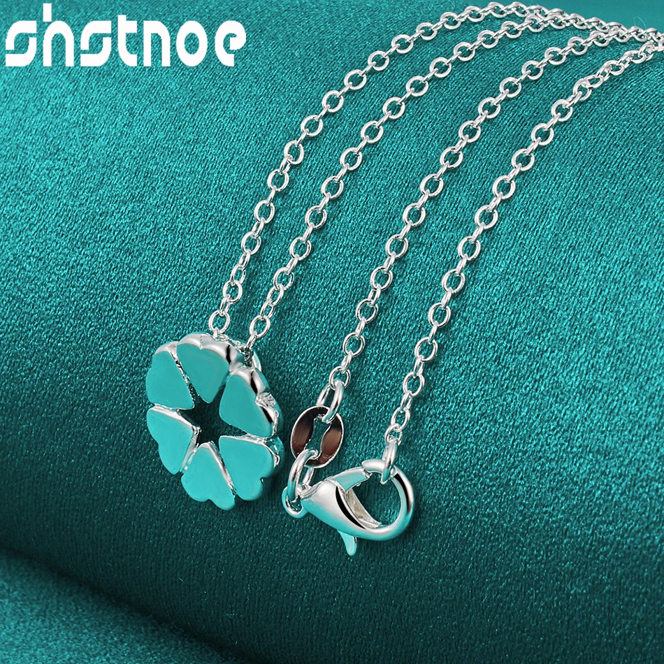 925 Sterling Silver Jewelry Sets Fashion Series Hollow Flower Heart Pendant Necklace Earring For Woman Bridal Wedding Birthday